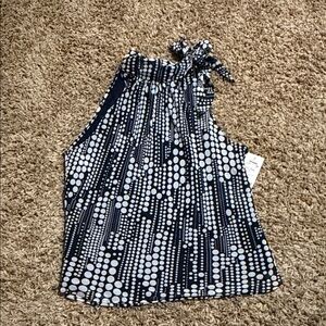 Anne Klein Navy & White Polka Dot Halter Top size 14